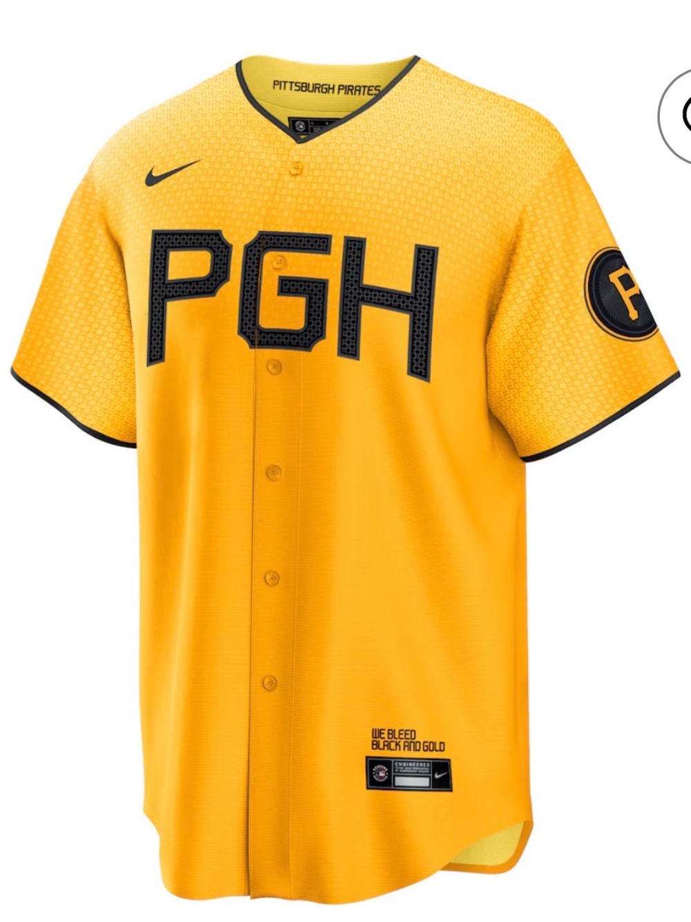Nike Pittsburgh Pirates City Connect Yellow Jersey Medium